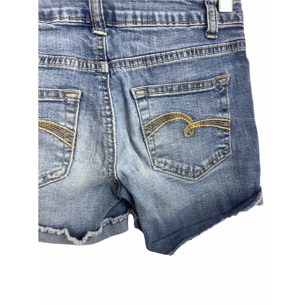 Justice Girl's Medium Wash Blue Denim Jean Shorts Kid's Youth Size 8